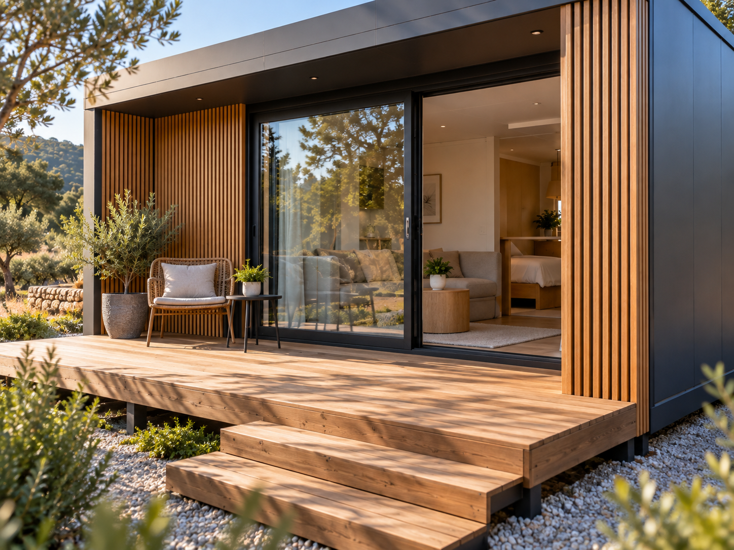 Módulo vivienda de invitados 20 m² con porche exterior