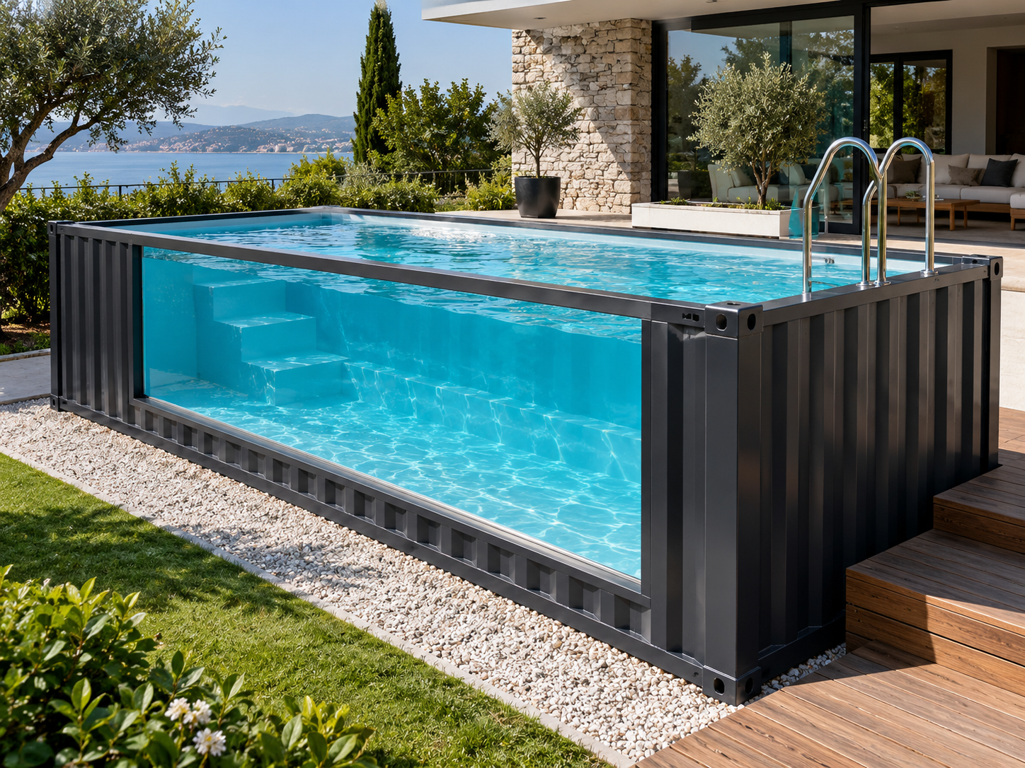 Piscina contenedor 6m con ventanal panorámico submarino de cristal - miniatura 4
