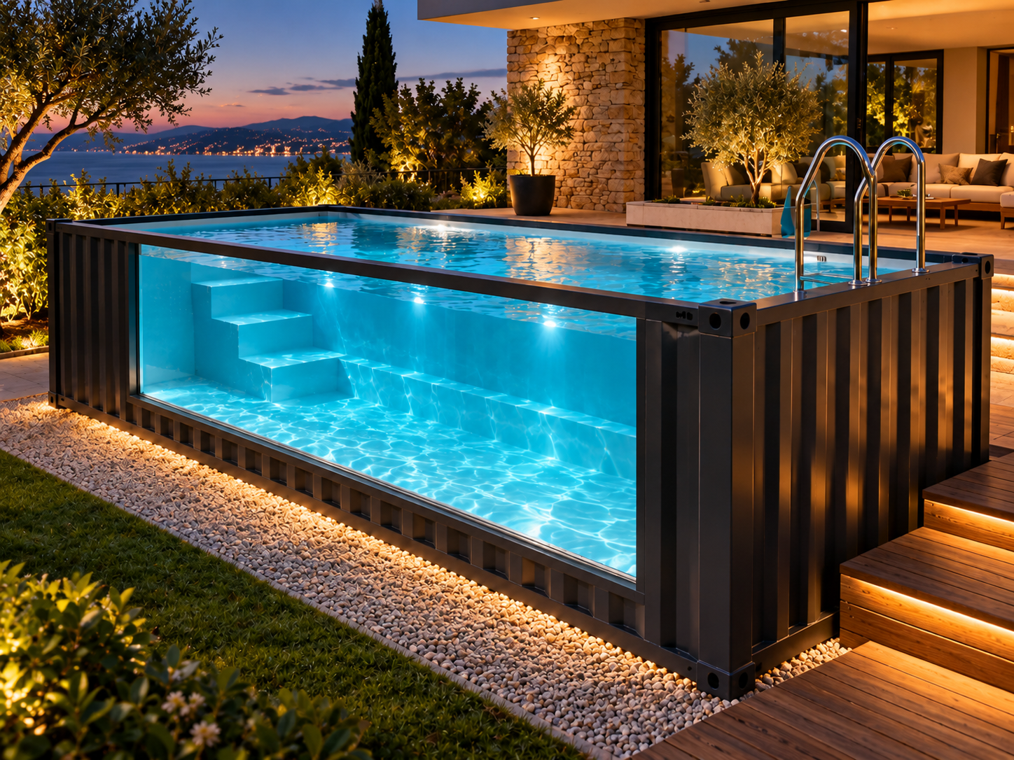 Piscina contenedor 6m con ventanal panorámico submarino de cristal - miniatura 2